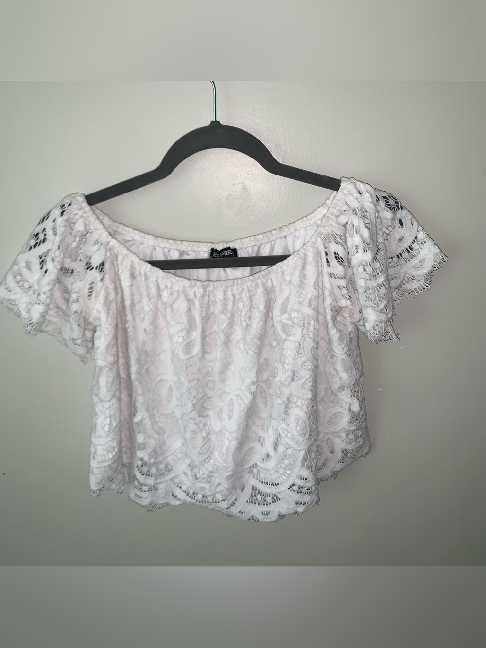 Express White Lace Crop Blouse